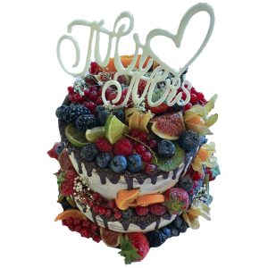 Naked Cake zweistöckig nur Buttercreme 18 Stücke Kuchen mit frischem Obst