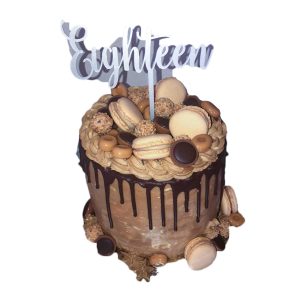 Naked Cake Schoko 20cm 6 Stücke Kuchen mit Macarons