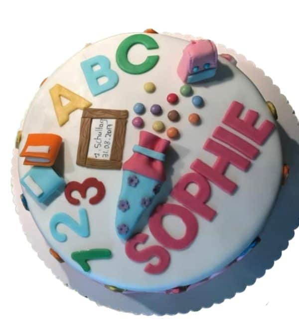 Torte rund mit ABC und Zahlen