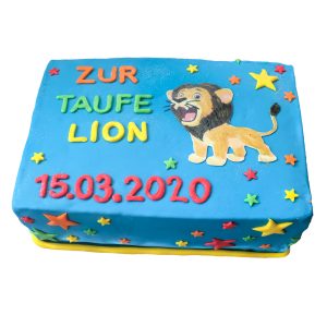Rechteckige Tauftorte "Löwe" mit Sternen