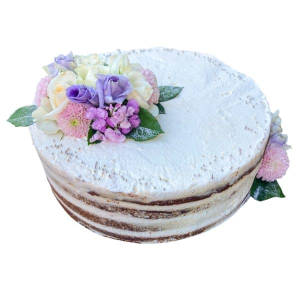 Hochzeitstorte klein naked mit Blumendekor