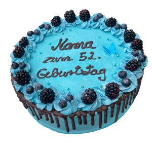 Naked Cake Blau mit Brombeeren und Heidelbeeren