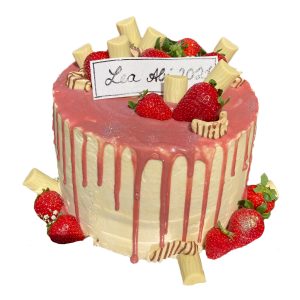 Torte Abi naked Cake Erdbeeren mit weißen Duplos