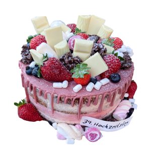 Naked Cake 20cm mit Beeren und weißer Schokolade