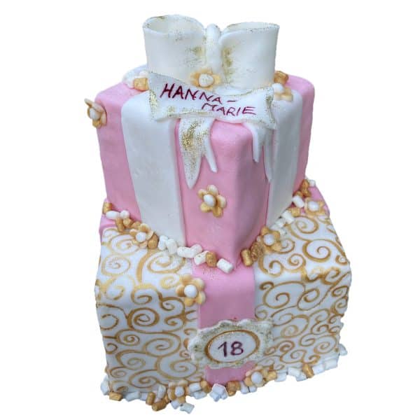 Torte 18. Geburtstag - gestapelte Geschenke mit Schleife