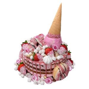 Eistorte naked mit Eistüte, Erdbeeren und Donut 20cm