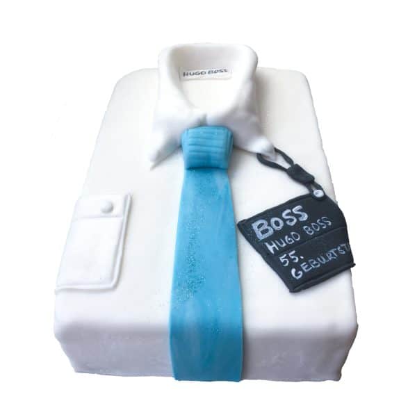 Torte 3D Figur - gefaltetes Boss-Hemd mit Krawatte