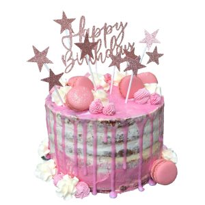 Naked Cake 20cm mit Macarons und Sternen