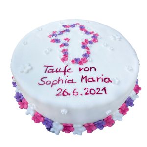 Torte "Blumenkreuz" mit Blumenverzierung unten