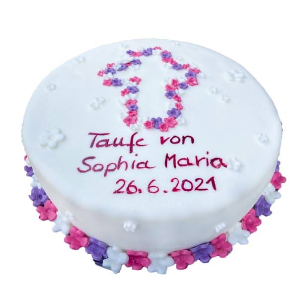 Torte "Blumenkreuz" mit Blumenverzierung unten