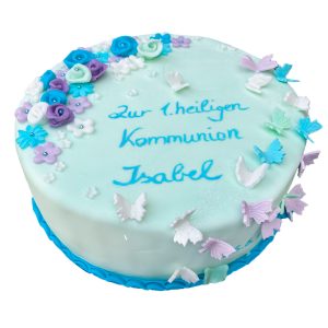 Torte Blüten und Schmetterlinge blau
