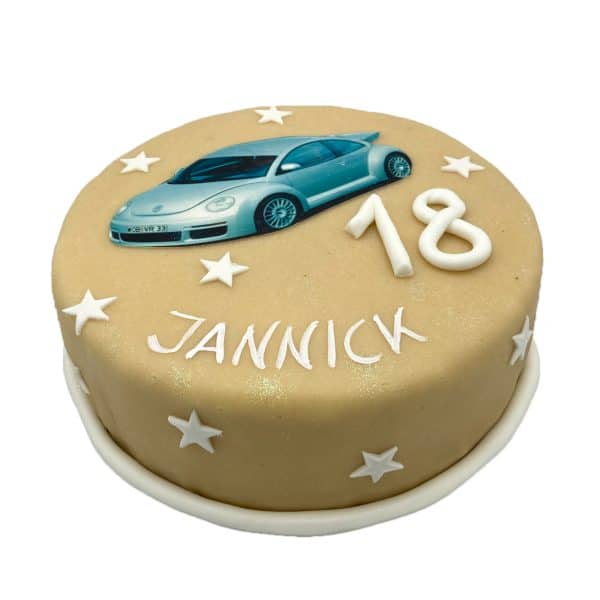 Torte 18. Geburtstag Marzipan Auto und Sterne