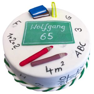 Torte rund Tafel, Stifte und modellierte Bücher
