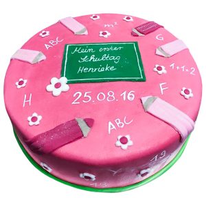 Torte rund Stifte und Tafel (rosa)