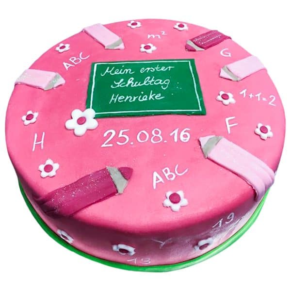 Torte rund Stifte und Tafel (rosa)