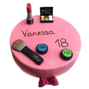 Runde Torte Kosmetik mit Kosmetik aus Fondant