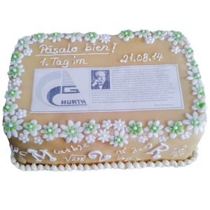 Torte bedruckt mit Schullogo und Text (Marzipan)