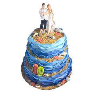 Hochzeitstorte dreistöckig Wellen, Surfbretter und Meeresdekor