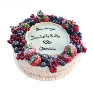 Hochzeitstorte naked mit umlaufenden Ring aus Beeren