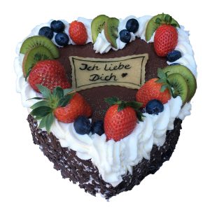 Herztorte klein Sahne und Früchte
