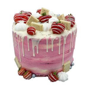 Naked Cake 20cm 12 Stücke Kuchen, höher gefüllt, mit Erdbeeren und weißer Erdbeerschokolade
