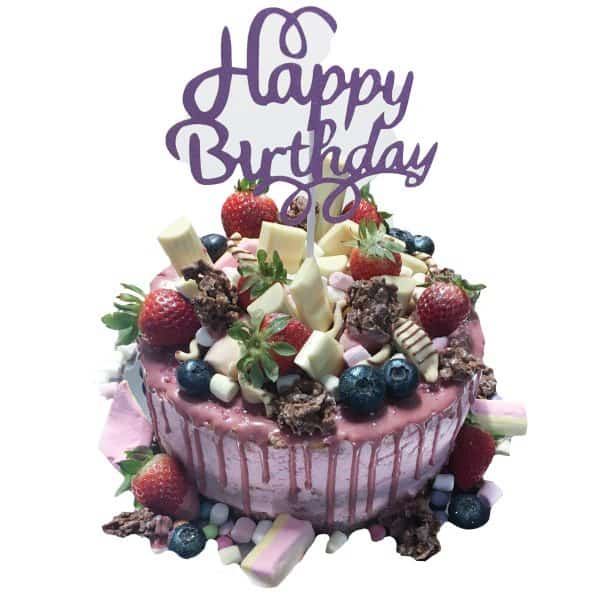 Naked Cake 20cm 6 Stücke Kuchen mit Erdbeeren und Blaubeeren und weißer Schokolade