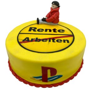 Torte Rente rund mit Playstation P und Figur