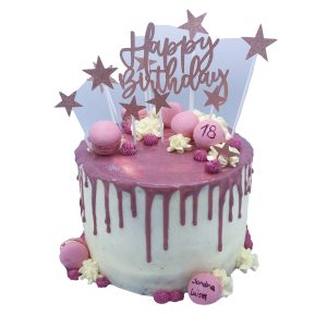Naked Cake 20cm höher gefüllt, 10 Stücke Kuchen, nur Buttercreme mit Macarons