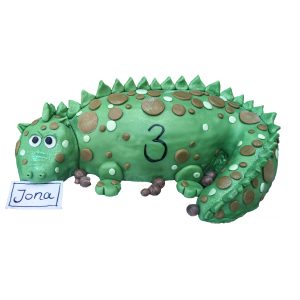 Torte 3D Figur - grüner Drache mit Namensschild
