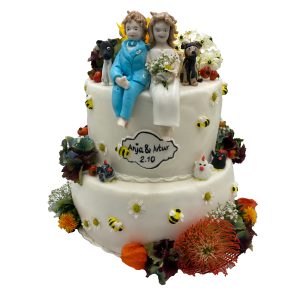 Hochzeitstorte zweistöckig mit Bienchen und Blümchen