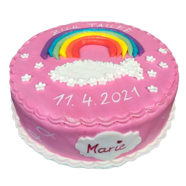 Tauftorte "Regenbogen" mit Wolke in Fischform