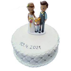 Hochzeitstorte weiß mit verziertem Perlenrand