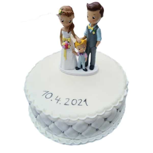 Hochzeitstorte weiß mit verziertem Perlenrand