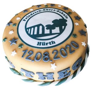 Torte rund bedruckt mit Schullogo