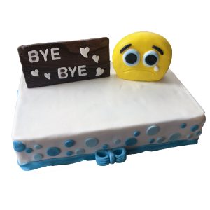 Rechteckige Torte Rente Bye Bye mit traurigem Smiley