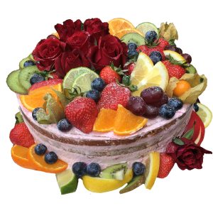 Naked Cake 26cm 12 Stücke "Blumen und Obst"