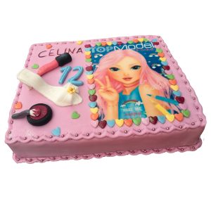 Rechteckige Torte Kosmetik Top Model mit Kosmetik aus Fondant
