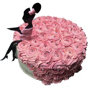 Runde Torte Kosmetik mit Figur und Rosen