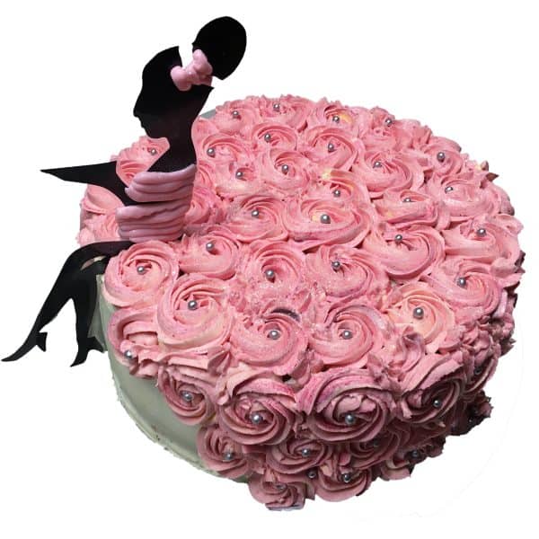 Runde Torte Kosmetik mit Figur und Rosen