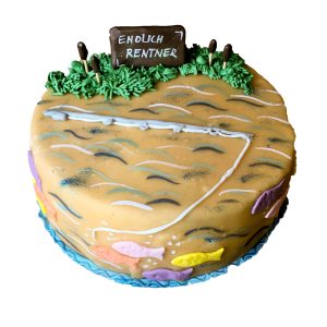 Runde Torte endlich Rentner Fischer