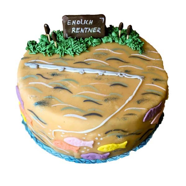 Runde Torte endlich Rentner Fischer