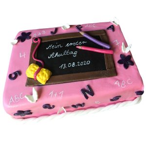 Torte rechteckig große Tafel mit Schwamm und Stiften (rosa)