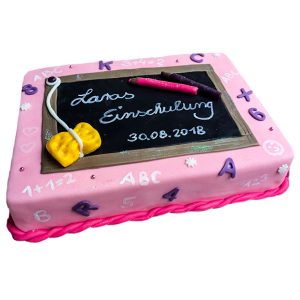 Torte rechteckig große Tafel schwarz mit Schwamm und Stift