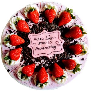 Alles Liebe zum 20. Hochzeitstag Erdbeertorte