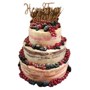 Naked Cake dreistöckig Beeren "Herr und Frau"