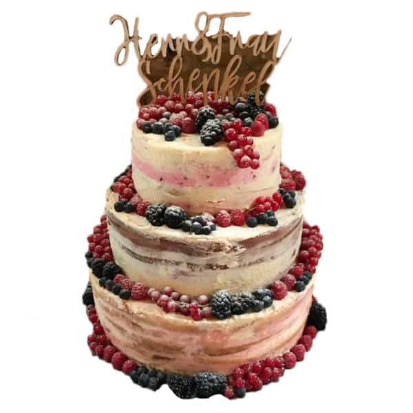 Naked Cake dreistöckig Beeren "Herr und Frau"