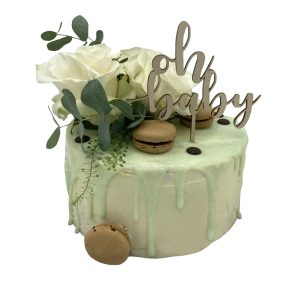 Naked Cake 20cm 6 Stücke Kuchen oh baby mit weißen Rosen
