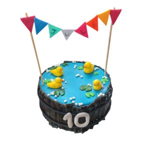 Torte Kindergeburtstag Ententeich mit Enten und Wimpel