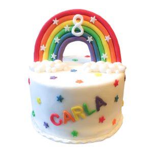 Torte Kindergeburtstag Regenbogen mit bunten Sternchen