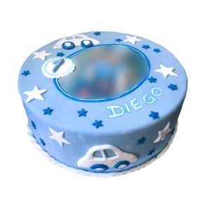 Torte Kindergeburtstag blau Sterne mit Autos
